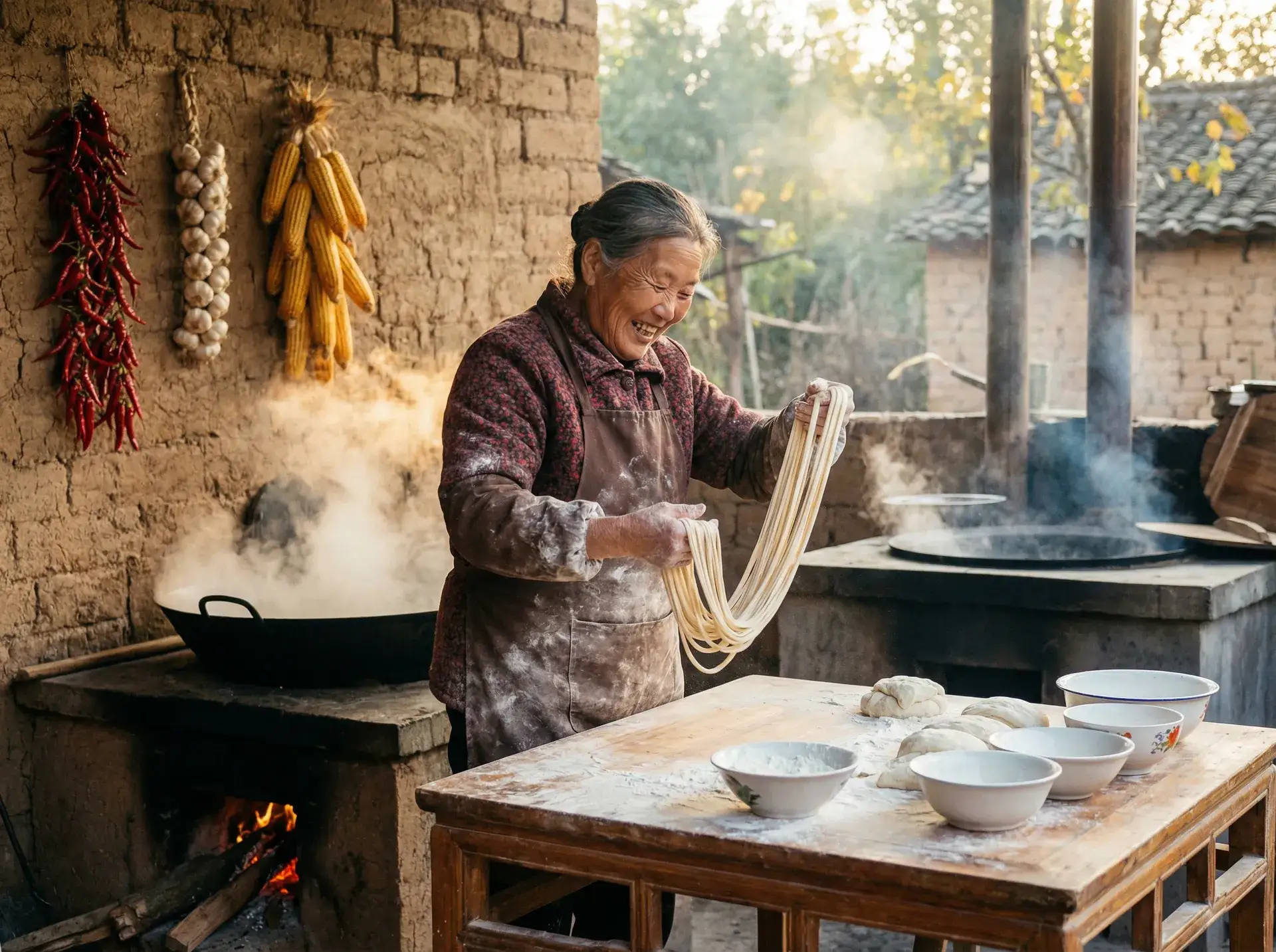 农家大嫂手擀面 - 我强睡年轻漂亮的继坶 乡村美食